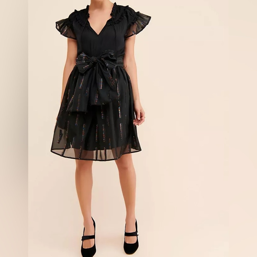 Sui By Anna Sui Black Bow Midi Dress